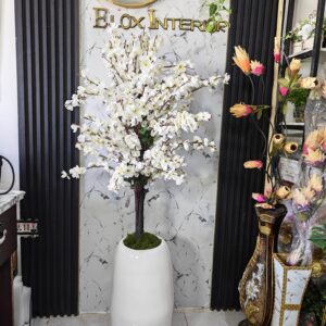 Luxury Artificial White Blossom Tree with Decorative White Planter