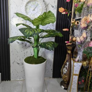 Luxury Artificial Tropical Green Plant with White Fiber Planter